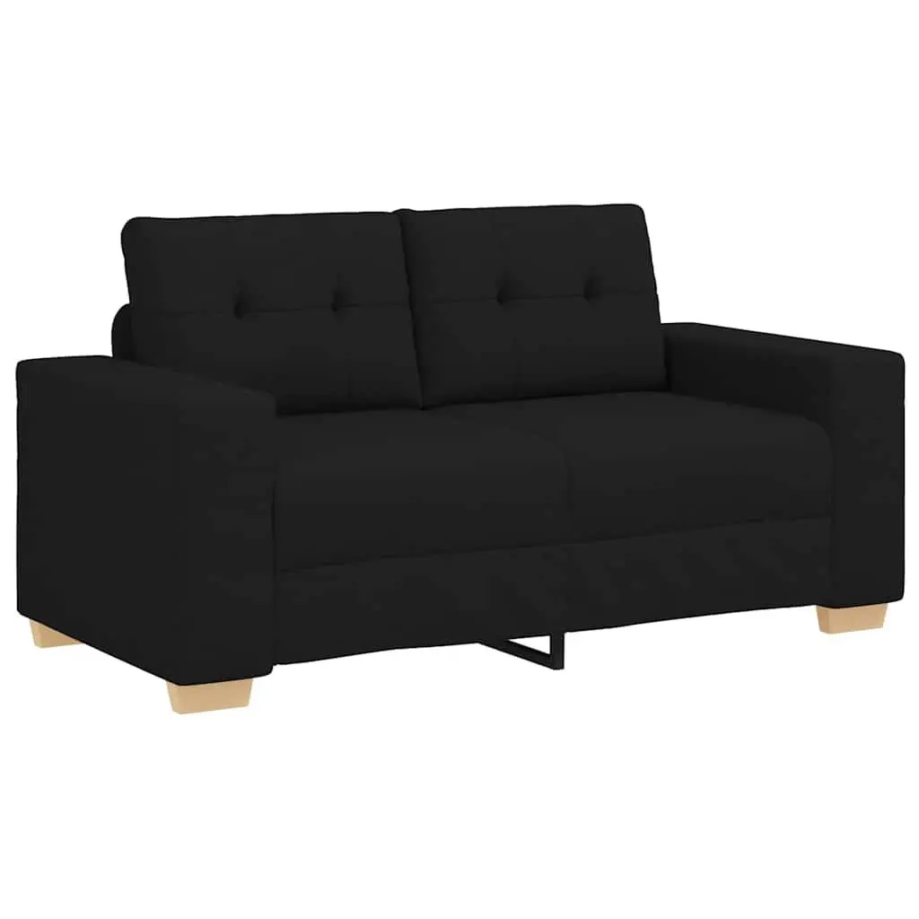 2 Seater Loveseat Sofa Black Fabric Lounge Couch Living Room Seating 160x77x82cm