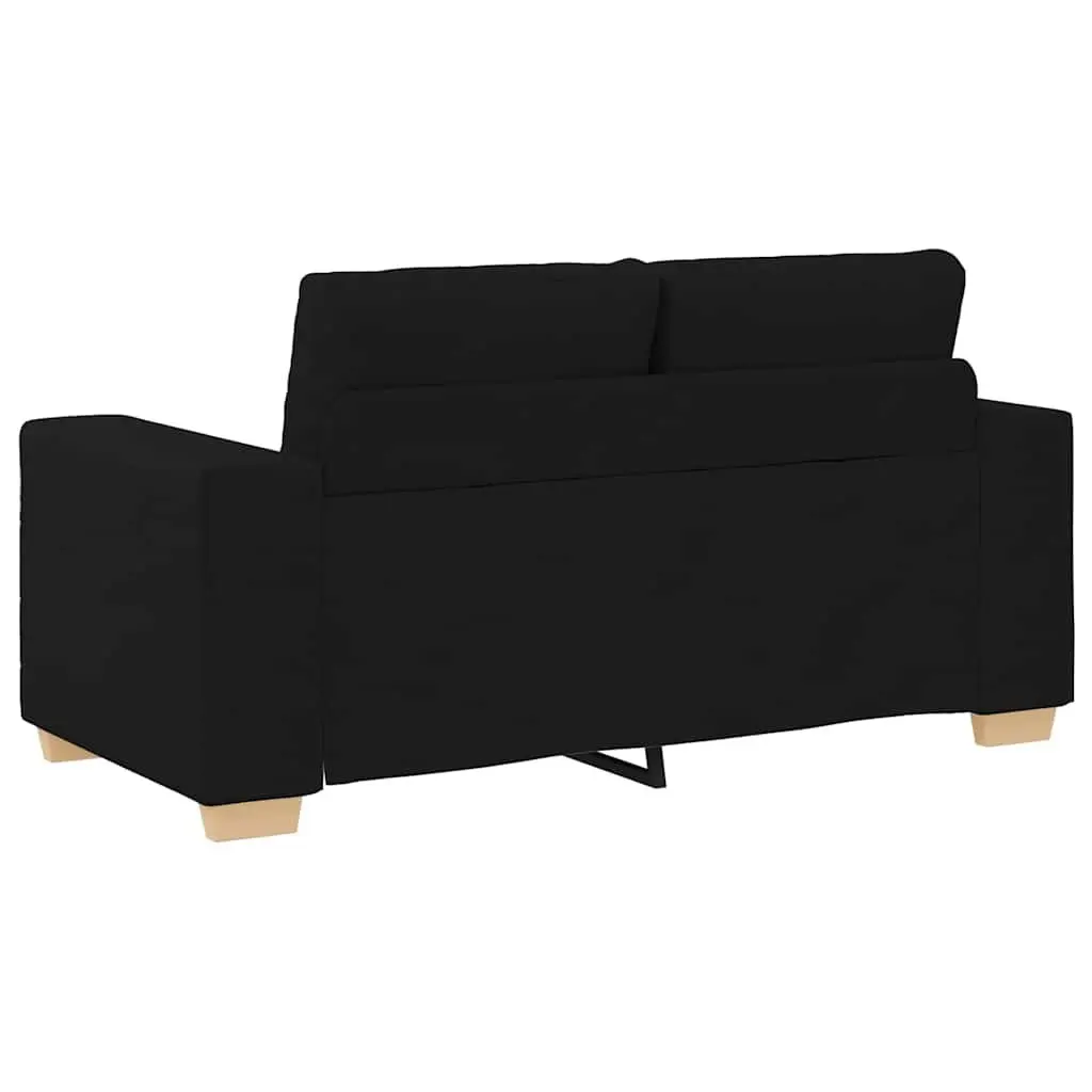 2 Seater Loveseat Sofa Black Fabric Lounge Couch Living Room Seating 160x77x82cm