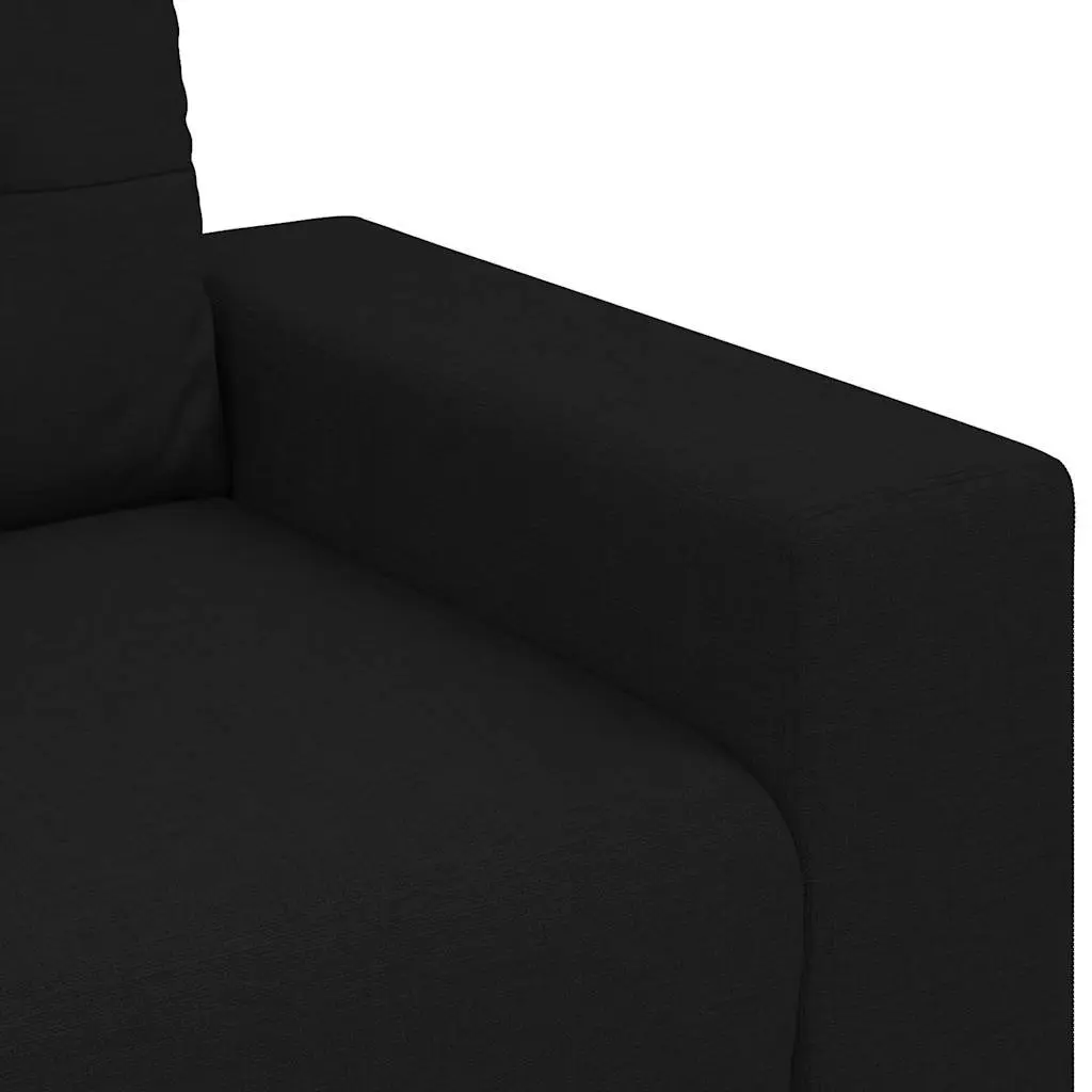 2 Seater Loveseat Sofa Black Fabric Lounge Couch Living Room Seating 160x77x82cm