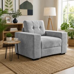 Sofa Chair Grey Light Velvet Relaxation Armchair Living Room Furniture
