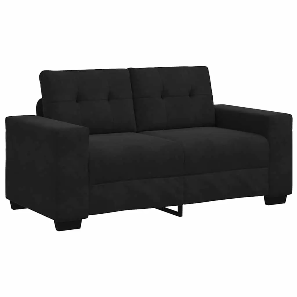 Loveseat Sofa Black Velvet 2 Seater Couch 160x77x82cm