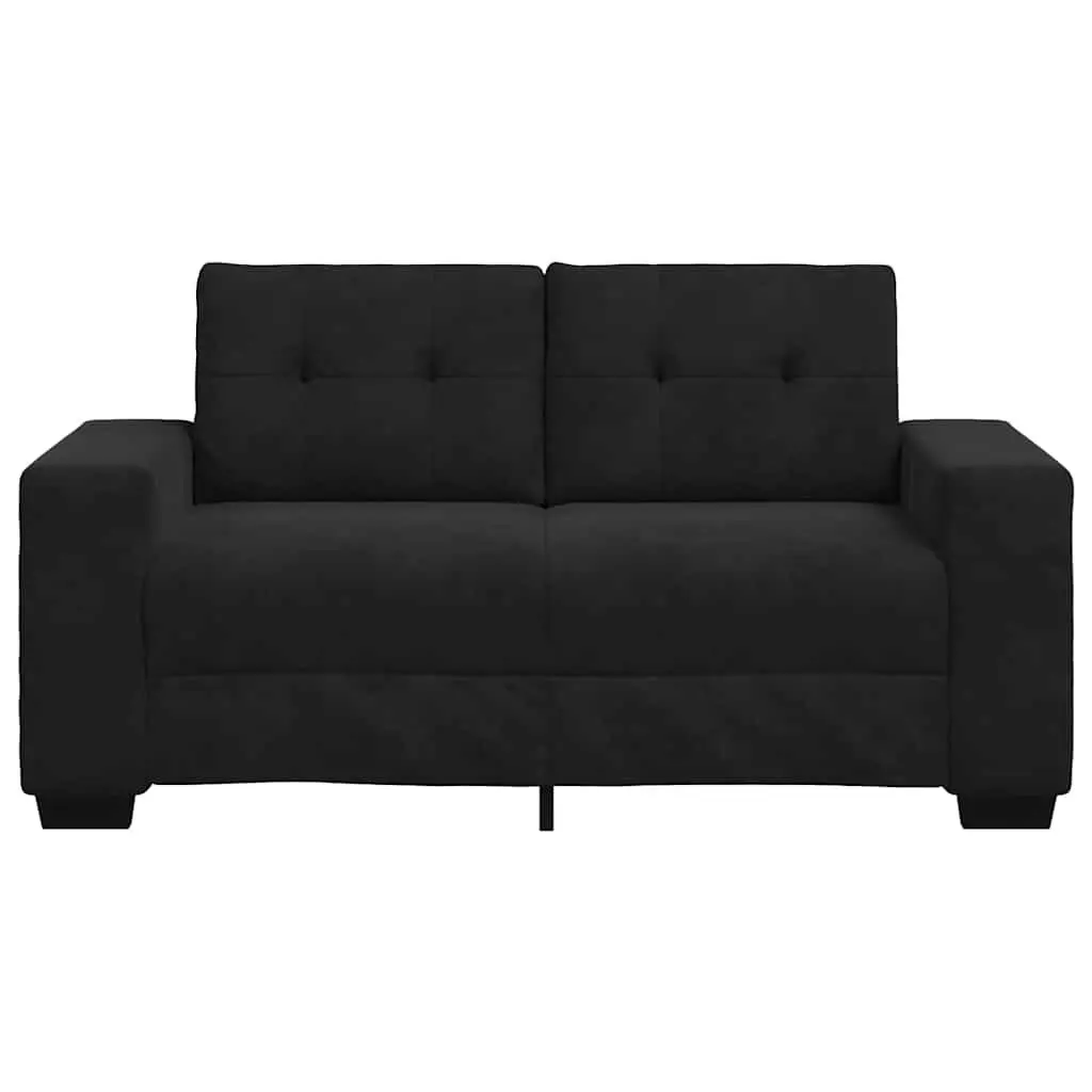 Loveseat Sofa Black Velvet 2 Seater Couch 160x77x82cm