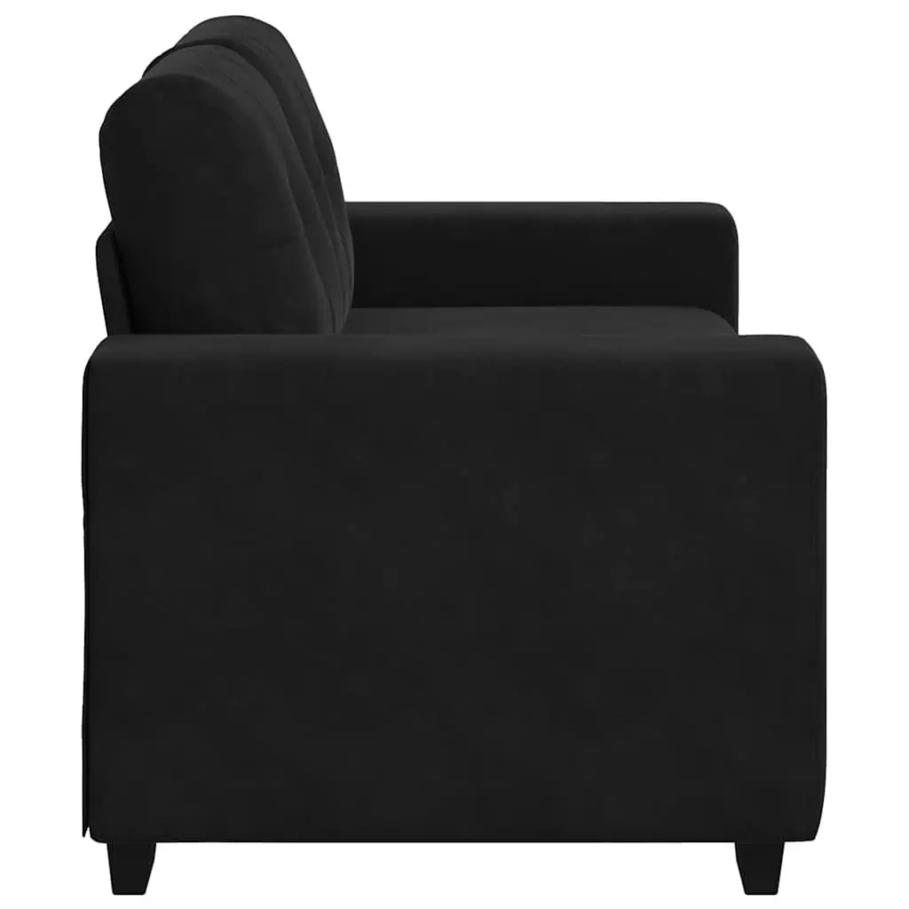 Loveseat Sofa Black Velvet 2 Seater Couch 160x77x82cm