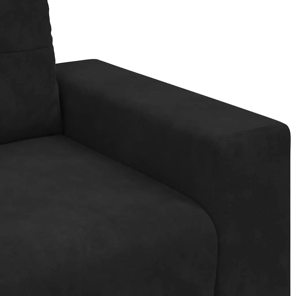 Loveseat Sofa Black Velvet 2 Seater Couch 160x77x82cm