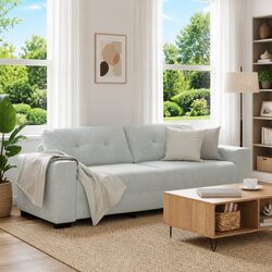 3-Seater Sofa Grey Velvet Modern Living Room Furniture Comfortable Padded Couch