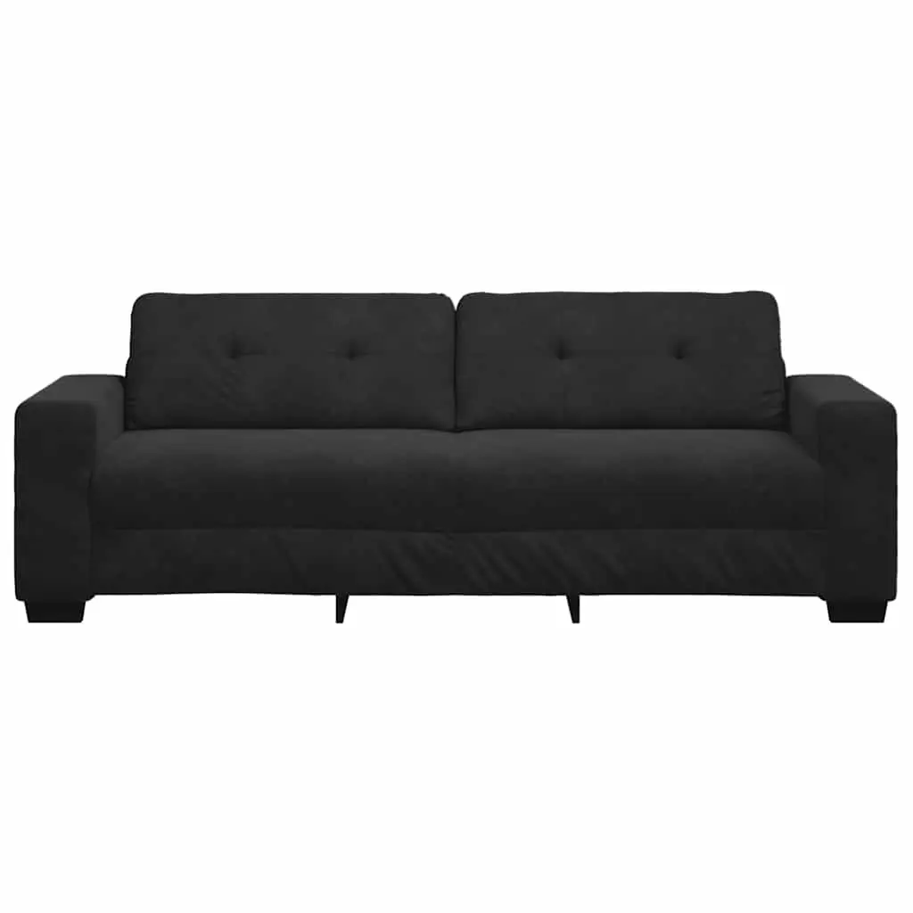 3-Seater Sofa Soft Velvet Black Living Room Furniture Relaxing Lounge Settee