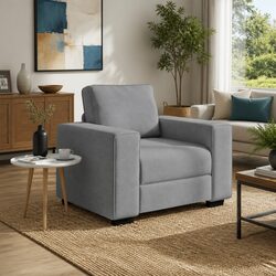 Grey Fabric Sofa Chair Living Room Lounge Seat Armrest Relax 100x77x82cm