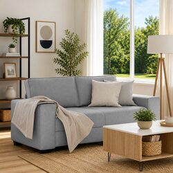 2-Seater Sofa Light Grey Fabric Lounge Couch Living Room Furniture 180x77x82cm
