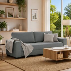 3-Seater Sofa Dark Grey 220x77x82 cm Fabric Living Room Couch Lounge Furniture