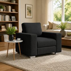 Fabric Sofa Chair 100cm Black Modern Living Room Lounge Seating Armrests