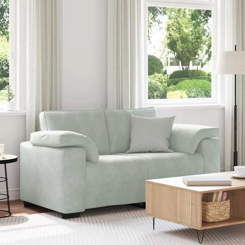 Loveseat Sofa Light Grey Velvet 2 Seater 160x77x82cm