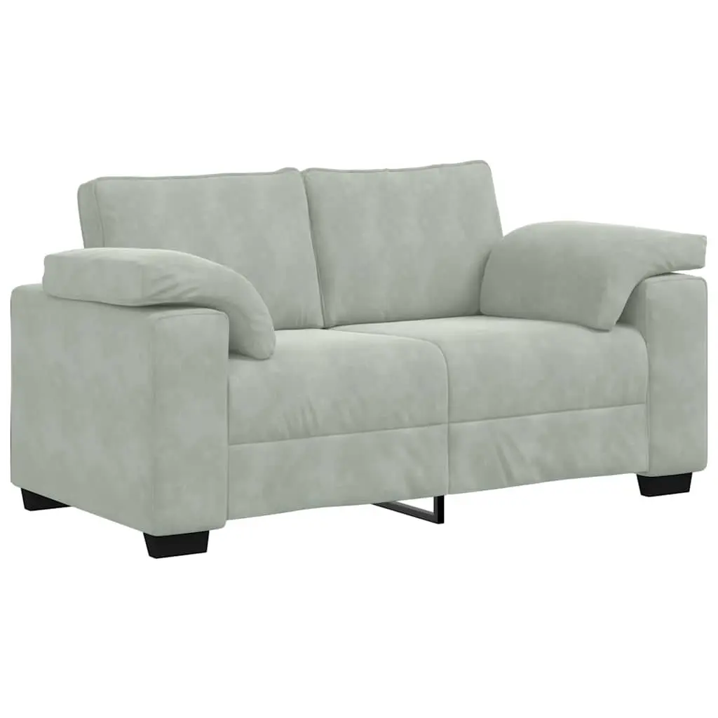 Loveseat Sofa Light Grey Velvet 2 Seater 160x77x82cm
