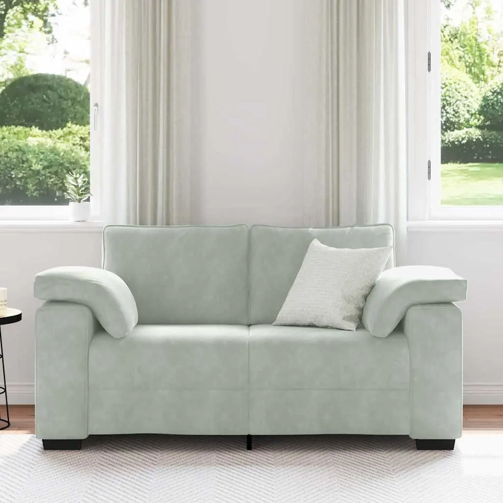 Loveseat Sofa Light Grey Velvet 2 Seater 160x77x82cm