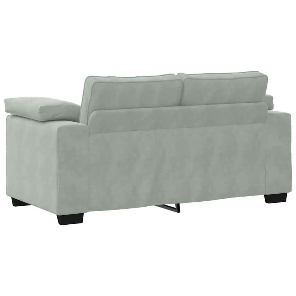 Loveseat Sofa Light Grey Velvet 2 Seater 160x77x82cm