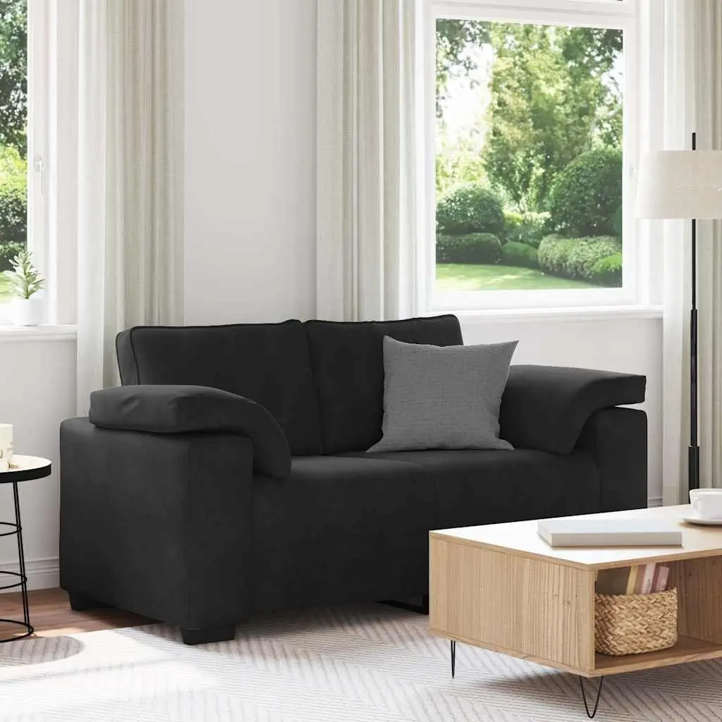 Loveseat Sofa Velvet Black 160x77x82 cm Compact Two Seater Relax Couch