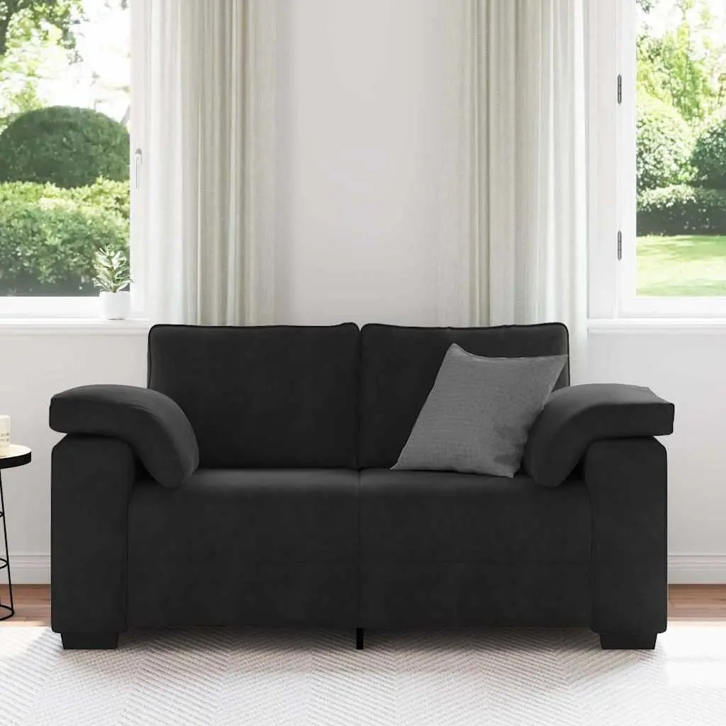 Loveseat Sofa Velvet Black 160x77x82 cm Compact Two Seater Relax Couch