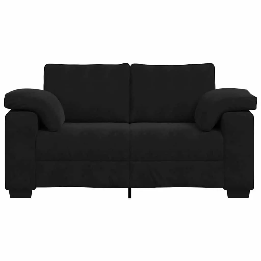 Loveseat Sofa Velvet Black 160x77x82 cm Compact Two Seater Relax Couch