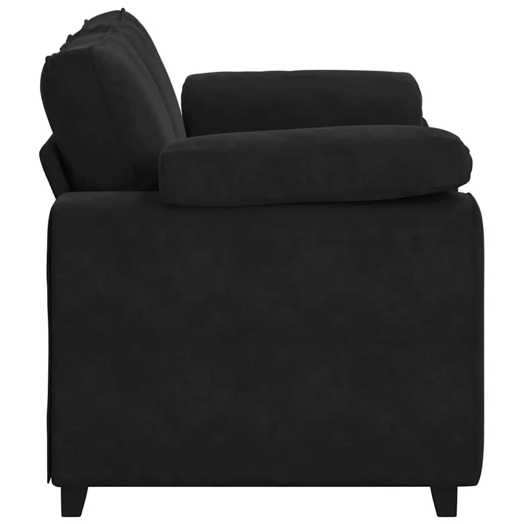 Loveseat Sofa Velvet Black 160x77x82 cm Compact Two Seater Relax Couch