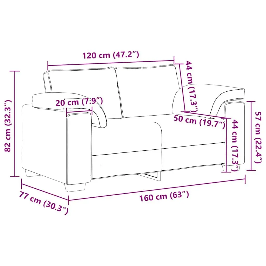 Loveseat Sofa Velvet Black 160x77x82 cm Compact Two Seater Relax Couch