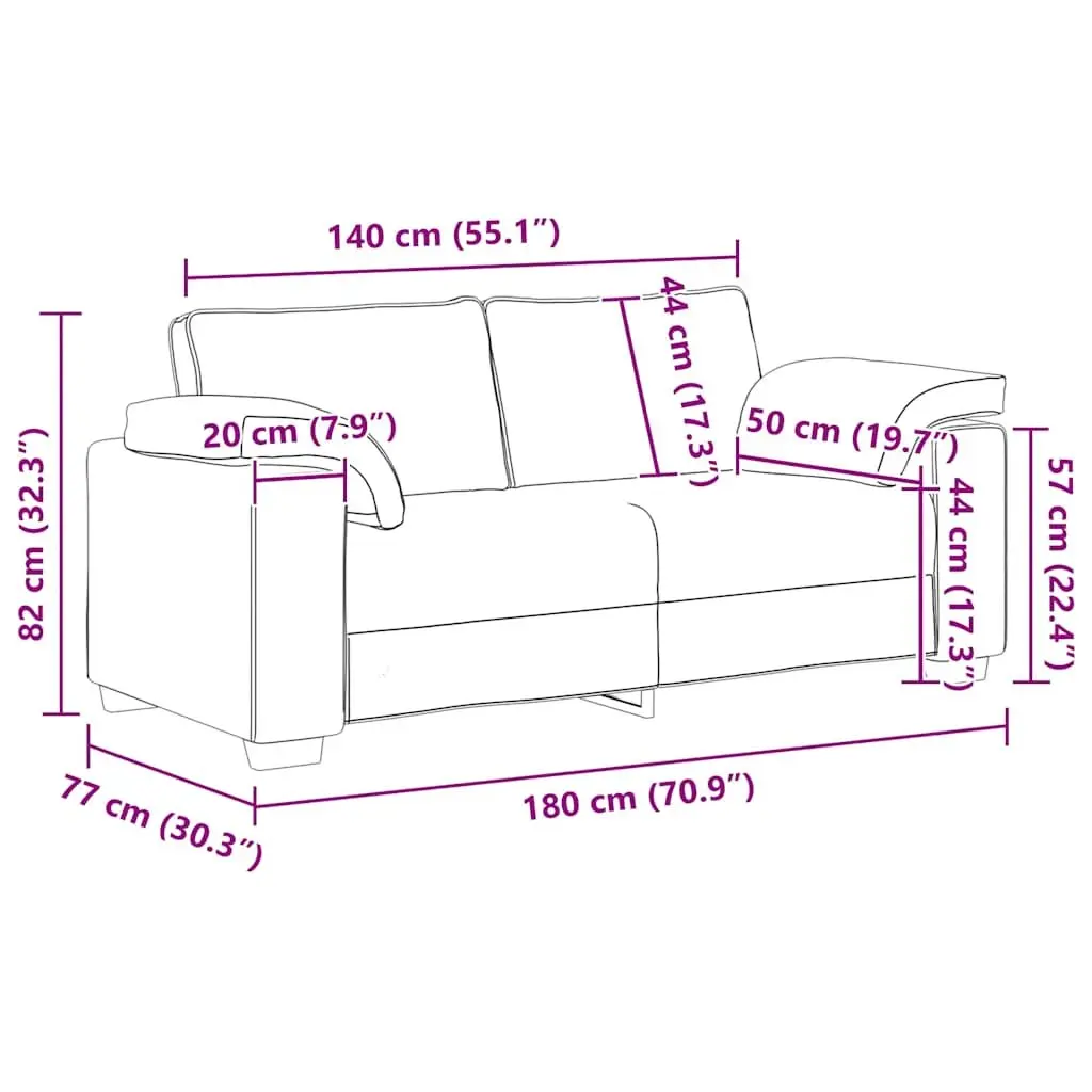 Loveseat Sofa Soft Velvet Two Seater 180cm Grey