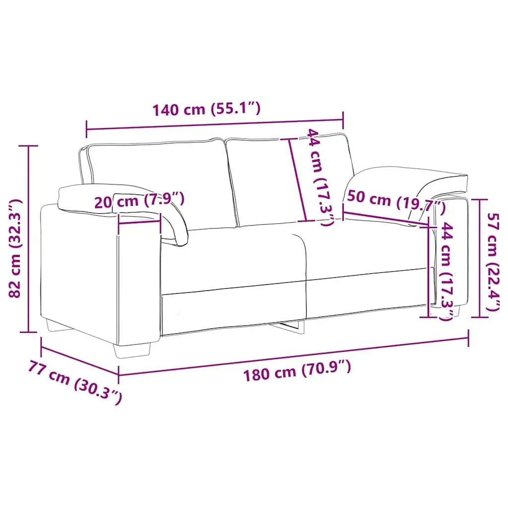 Loveseat Sofa Velvet Black 180x77x82cm 2 Seater Couch for Living Room Bedroom Study