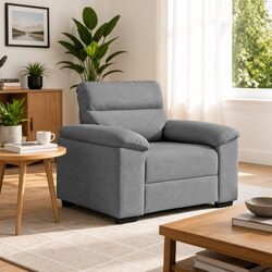 Grey Fabric Sofa Chair Lounge Armchair Living Room Bedroom Furniture 100x81x84cm