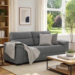 2-Seater Sofa Dark Grey Fabric Lounge Couch Living Room Upholstered Settee 180cm