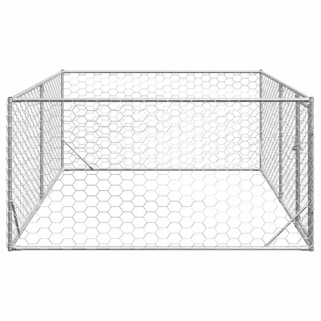 Outdoor Dog Kennel Galvanised Steel 3x2x1m Hexagonal Mesh Silver