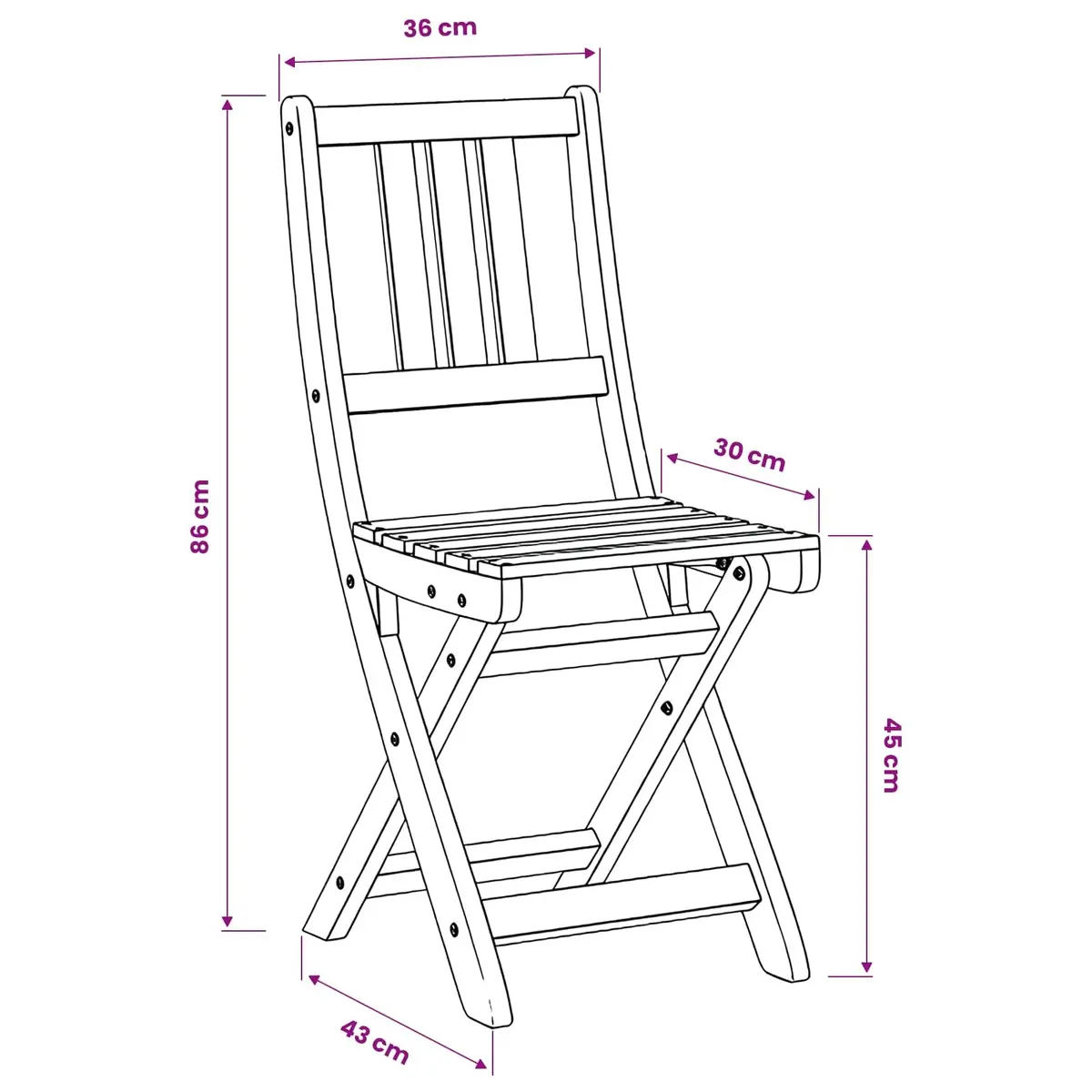 Outdoor Bistro Chairs Foldable Solid Wood Garden Patio Seating Set 2 Pieces Brown