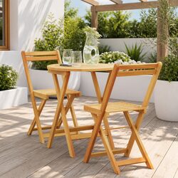 Garden Dining Set 3 Pieces Outdoor Furniture Square Table Two Chairs Brown