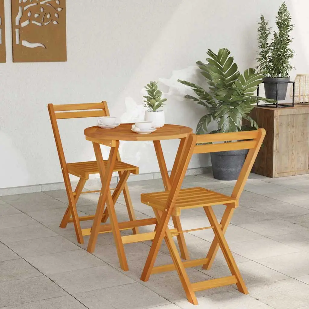 Garden Dining Set 3pcs Outdoor Table Chairs Patio Acacia Wood Backyard Setting
