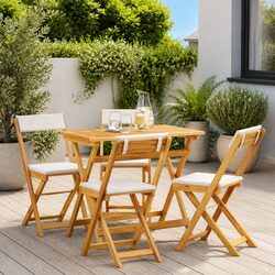 Outdoor Bistro Set 5 Pieces Folding Chairs Table Garden Furniture Brown Acacia