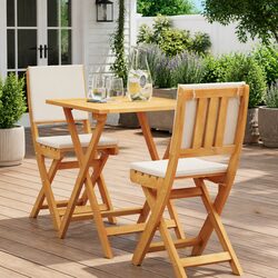 Folding Bistro Set 3 Piece Outdoor Furniture Garden Patio Dining Table Chairs