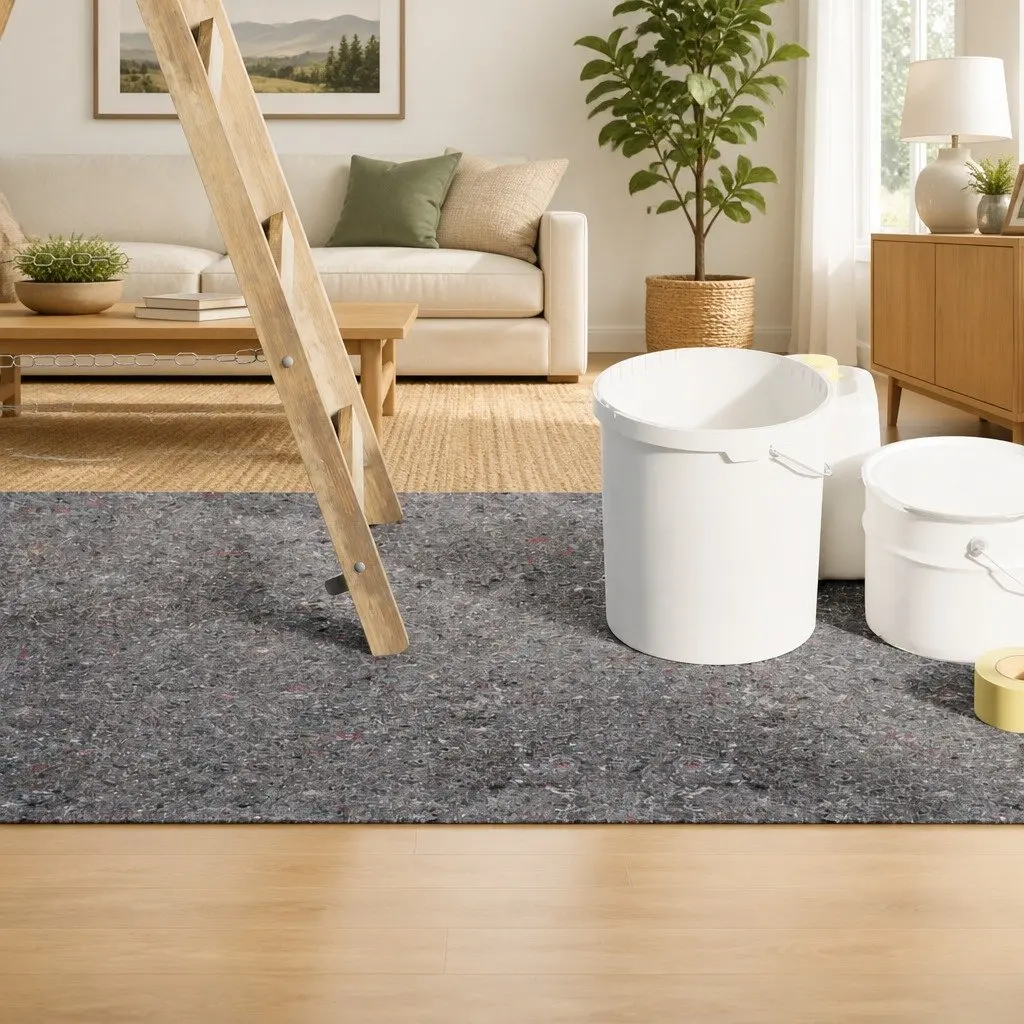 Painter Fleece Floor Protection Non-slip Water-resistant 25m x 1m Grey