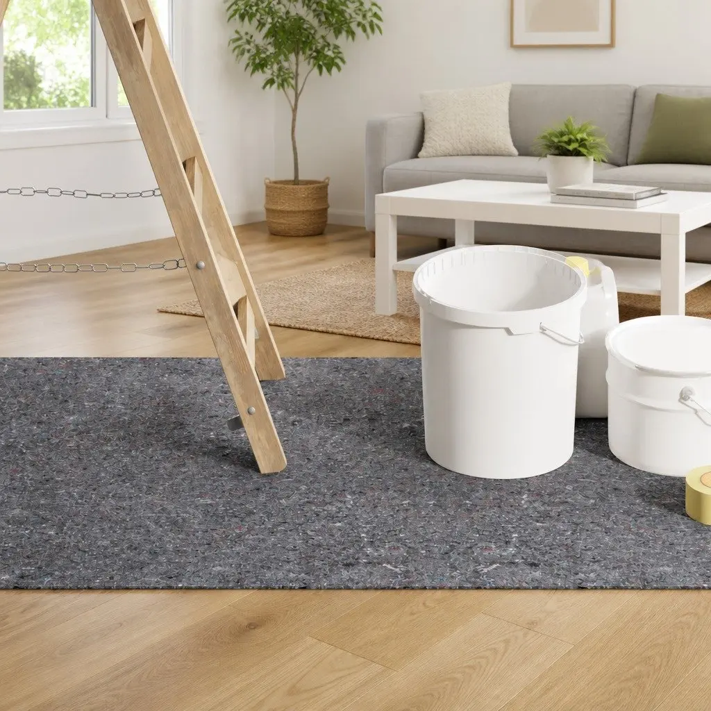 Painter Fleece Floor Protection Roll Non-slip Water-resistant 50m x 1m Grey