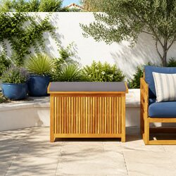 Outdoor Cushion Storage Box 90x50x60.5cm Solid Acacia Wood Garden Deck Organiser