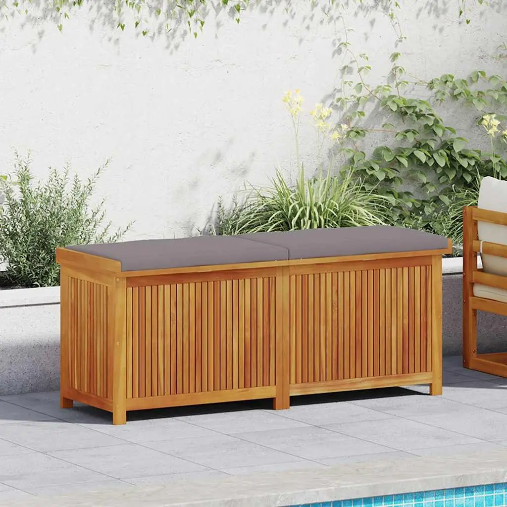 Outdoor Cushion Storage Box 150x50x60.5cm Solid Acacia Wood Garden Organiser