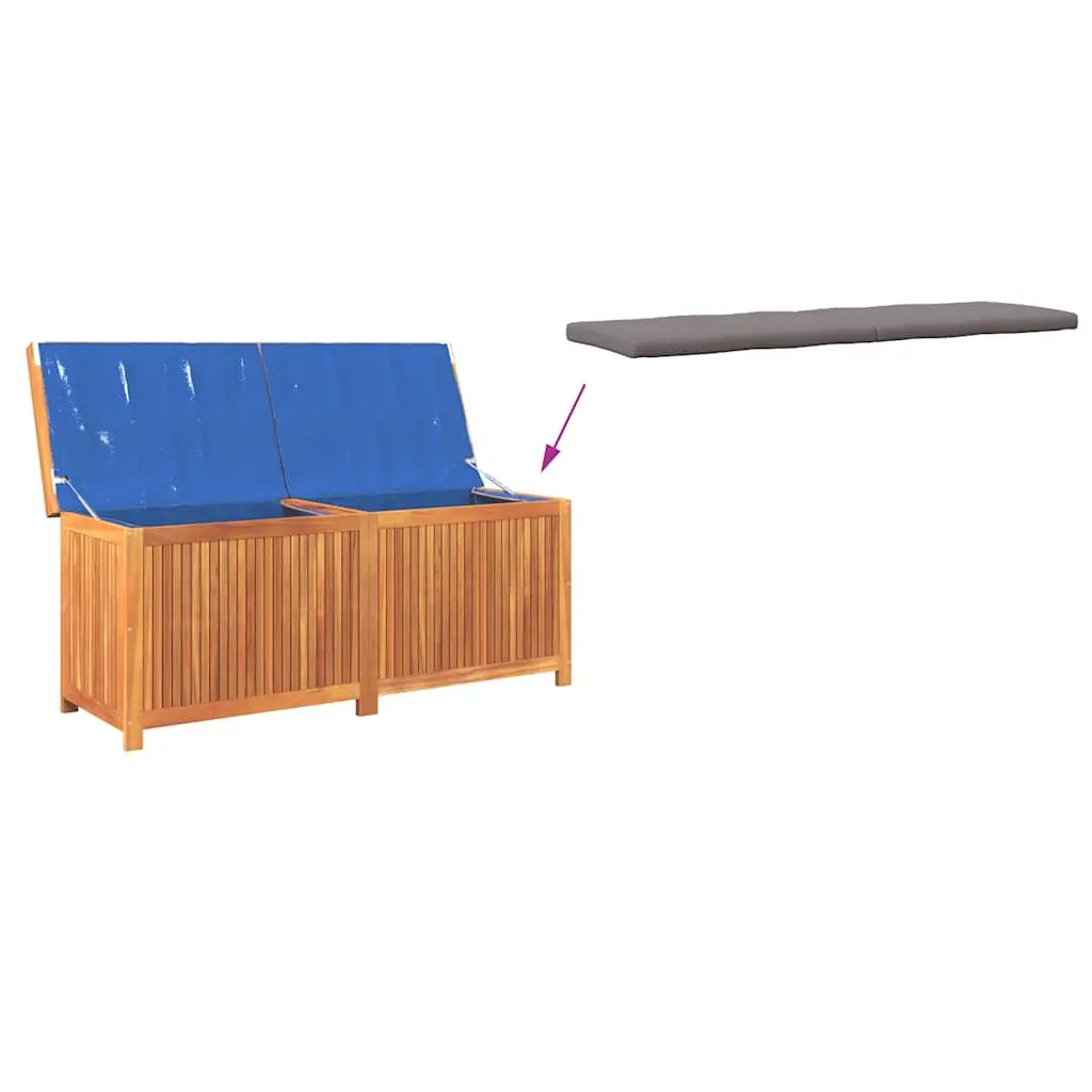 Outdoor Cushion Storage Box 150x50x60.5cm Solid Acacia Wood Garden Organiser