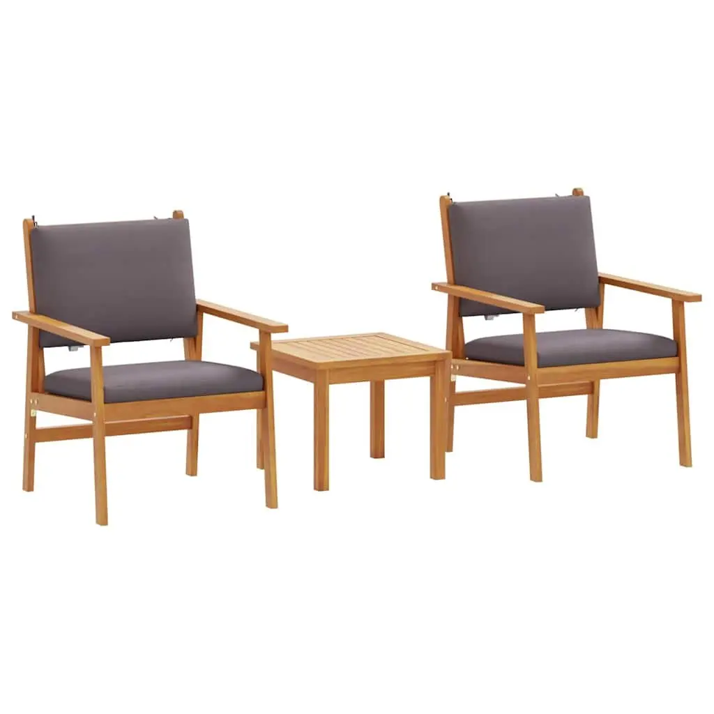 Outdoor Garden Sofa Set 3 Piece Anthracite Acacia Wood Patio Furniture