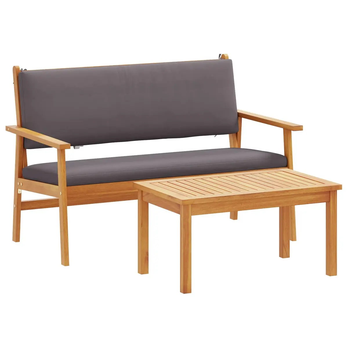 Garden Sofa Set 2 Piece Outdoor Lounge Setting Solid Acacia Wood Anthracite