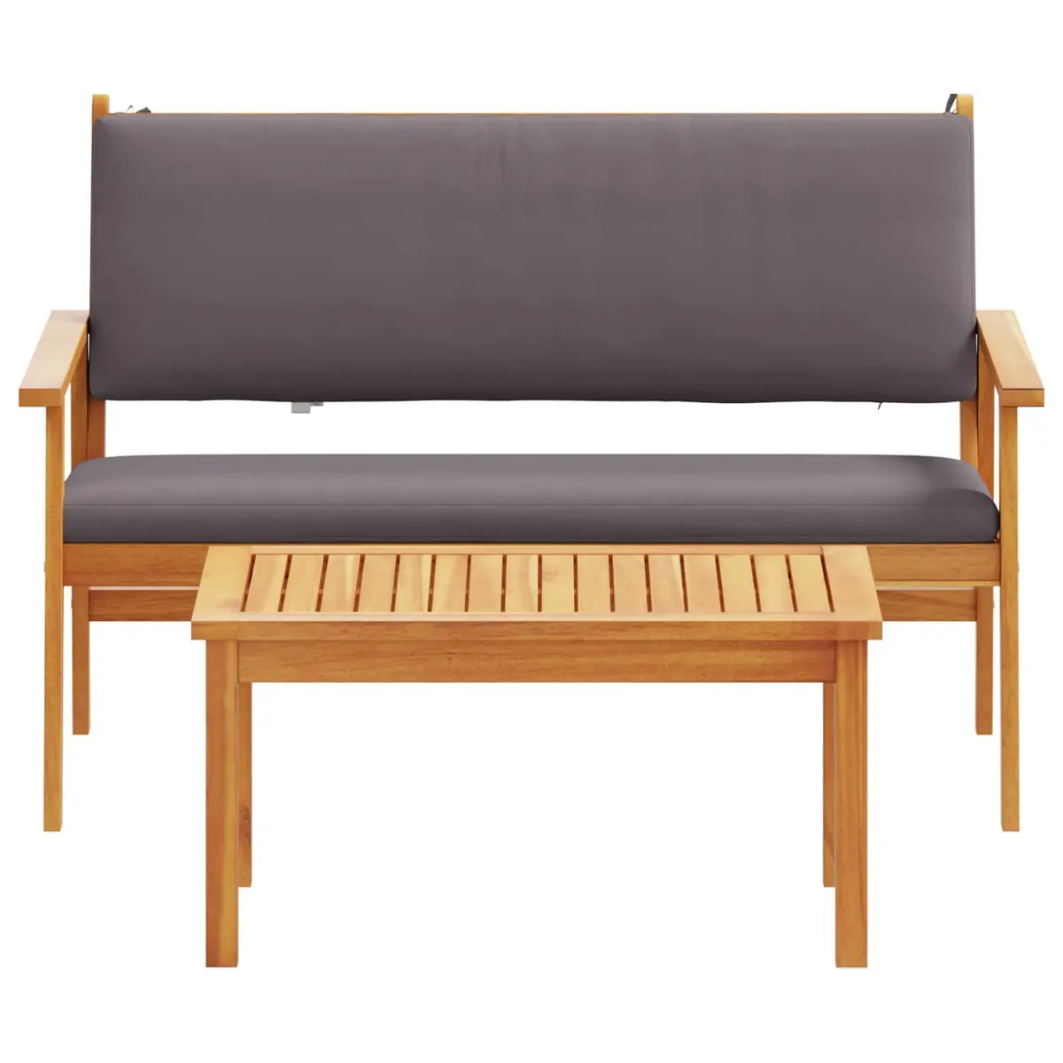 Garden Sofa Set 2 Piece Outdoor Lounge Setting Solid Acacia Wood Anthracite