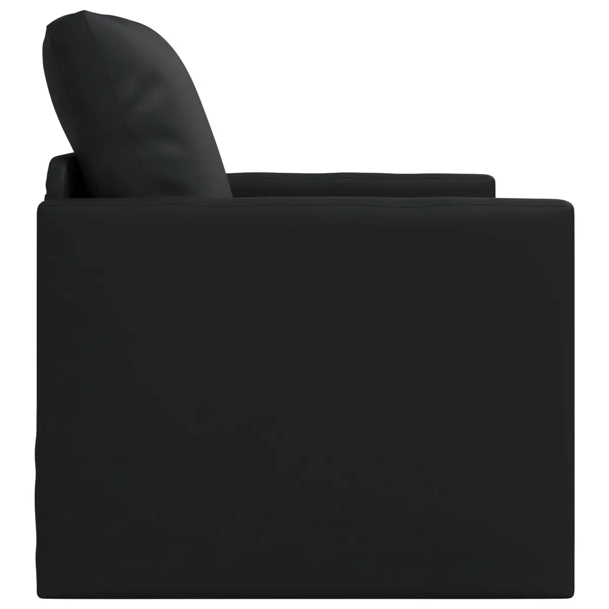 Modern Floor Sofa Bed 60cm Black Faux Leather Convertible Couch Guest Sleeping
