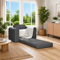 Sofa Bed Grey Convertible Floor Furniture Living Room Sleeper Couch Fabric