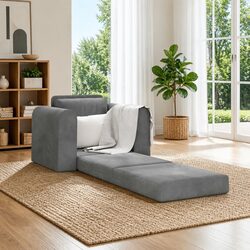 Sofa Bed Grey Velvet Convertible Couch Living Room Guest Space Compact Modern