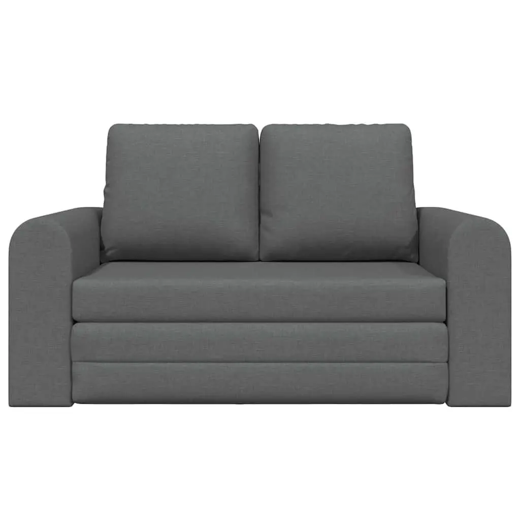 Convertible Sofa Bed Manual Adjustment Grey Fabric Compact