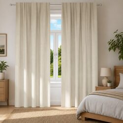 Blackout Curtains 2 pcs Cream 140 x 245 cm Velvet Window Drapes Light Blocking
