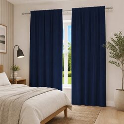 Blackout Curtains 2 pcs Dark Blue 140 x 225 cm Velvet Window Drapes Light