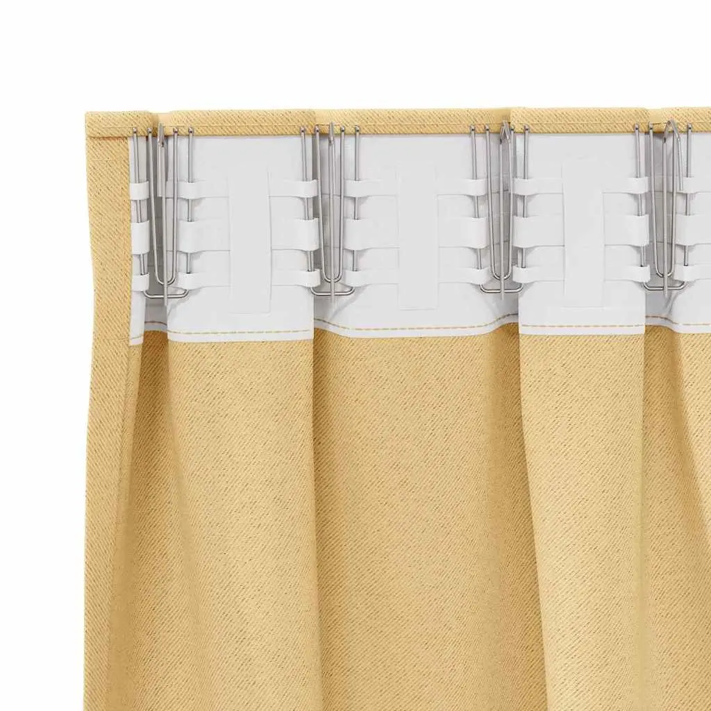 Blackout Curtains 2 pcs Hook and Ring System 245 x 140 cm Beige Modern Window Drapes