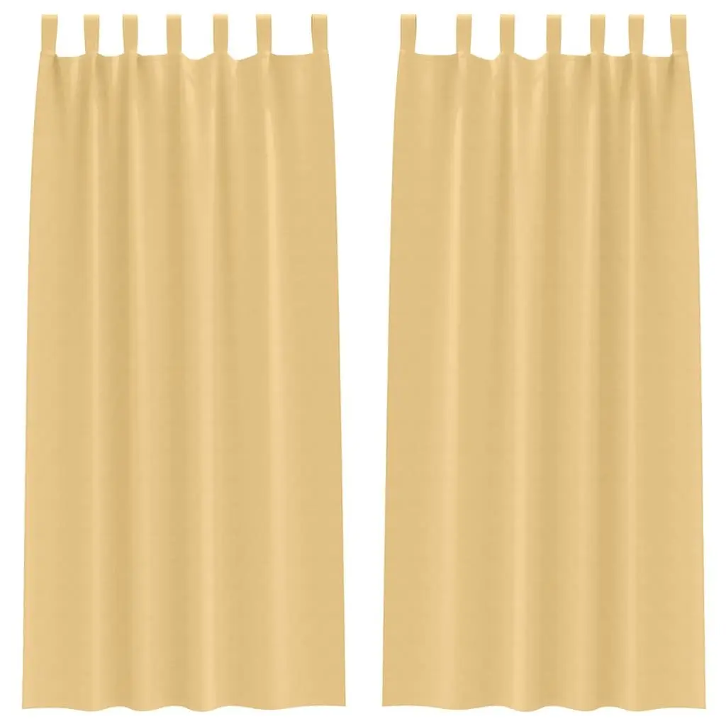 Blackout Curtains 2 Pieces Hook and Ring System 245 x 140 cm Beige Polyester Window Drapes