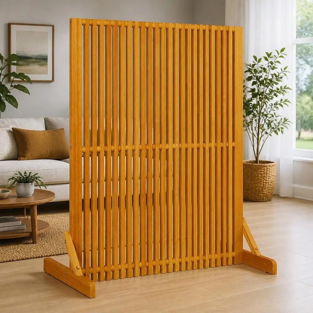 Room Divider Privacy Screen Folding Solid Acacia Wood 79.5 x 50 x 110 Brown